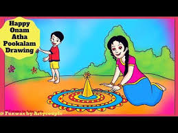 Happy Onam Drawing Celebrate Onam With Simple Atha Pookalam Drawing Youtube Happy Onam Drawing For Kids Happy Drawing