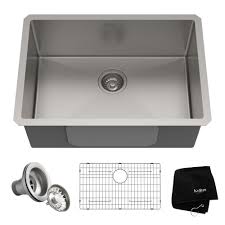 Kraus Standart Pro Undermount Stainless Steel 26 In Single Bowl Kitchen Sink Khu100 26 The Home Depot Sink Undermount Kitchen Sinks Single Bowl Kitchen Sink