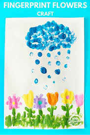 April Showers Bring May Flowers Fingerprint Craft Flower Crafts Fingerprint Crafts Spring Crafts
