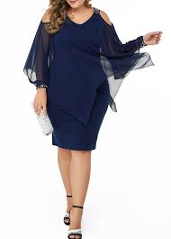 Plus Size Sequin Embellished Cold Shoulder Dress Modlily Com Usd 35 76 Plus Size Dress Long Sleeve Lace Dress Plus Size Cocktail Dresses