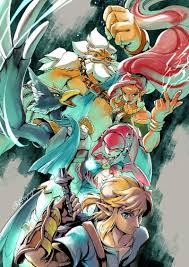 The Legend Of Zelda Breath Of The Wild Link Mipha Revali Urbosa Daruk Legend Of Zelda Legend Of Zelda Breath Legend