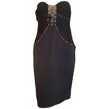 Superb Escada Black Beaded Silk Strapless Cocktail Dress 40 D Strapless Cocktail Dresses Cocktail Dress