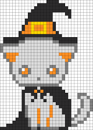 Spooky Kitten Witch Perler Bead Pattern Pixel Art Facile Chat Pixel Art Chat Dessin Sur Petit Carreaux