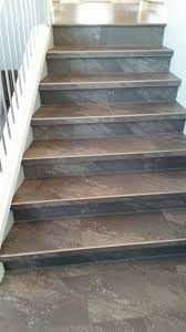 Luxury Vinyl Tile Installed With Custom Insert Stair Nosings Tile Stairs Tiled Staircase Stairs Edge