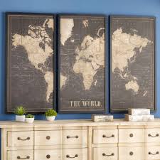 Cadre Triptyque Carte Du Monde Noir 180x120 Explore Maisons Du Monde Cadre Triptyque Carte Du Monde Carte Du Monde Deco