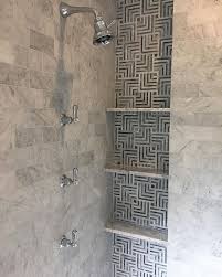 Floor To Ceiling Shower Niche And Used The Same Tile We Used On The Floor In The Back Of The Niche Melindaofbesp Shower Niche Tile Shower Niche Bathroom Niche