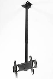 Ceiling Tv Mount For Monitors 23 42 360 Rotation Tilt Adjustable Height Black In 2020 Hanging Tv Mounted Tv Tv Ceiling Mount