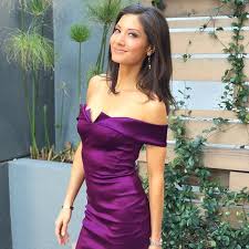 Liberte Chan Pic 1 The Real Neckline On This Shiny Satin Plum Dress Pic 2 How You Change The Neckline To Make It Appropriate Plum Dress Tv News Dresses