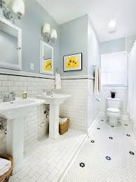 1930s Bath With Original Hexagonal Daisy Tile Subway Tile Wainscoting And Gray Black Yellow W Traditional Bathroom White Subway Tile Bathroom Bathroom Design