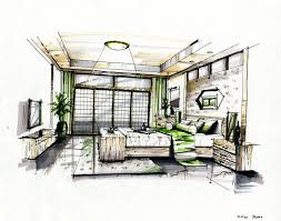 Perspective Is Used Very Well With Marker To Create Great Colour Tone Texture An Interior Design Renderings Interior Design Drawings Interior Design Sketches