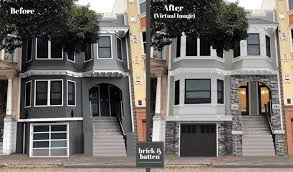 We Love You Sanfrancisco This Super Cool Rowhome Got A Cosmetic Virtualexteriordesign Brickandbatt Home Exterior Makeover Exterior Makeover Stone Facade