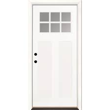Feather River Doors 6 Lite Clear Craftsman Unfinished Smooth Fiberglass Prehung Front Door Gk3191 The Home D Fiberglass Entry Doors Prehung Doors Entry Doors