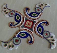 A Rangoli Is A Colourful Design Made On The Floor Near The Entrance To A House To Welcome Guests At Diwali Diwali Decorations Peacock Rangoli Acrylic Rangoli