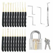 Goso 24 Piece Lock Pick Set Transparent Practice Padlock Bundle Lock Picking Lock Pick Set Lock Picking Tools