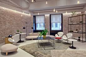 Industrial Aesthetic Office Space In Empire State Building Office Furniture Set Concrete Interiors Residential Interior