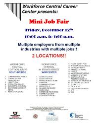 Job Fair On Dec 12th At Workforce Central Locations In Worcester And Southbridge Job Fair Southbridge Community Boards