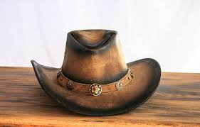 Rustic Brown And Black All Leather Cowboy Hat Leather Cowboy Hats Cowboy Hats Leather Hats