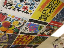 Ceiling Tiles Painted Maybe Let The Kids Do For A Playroom In The Basement Ceiling Tiles Art Drop Ceiling Tiles Painted Ceiling Tiles