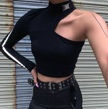 High Neck Halter Reflective Patchwork One Shoulder Crop Top High Neck Halter Reflective Patchwork One Shoulder Crop Top In 2020 Black And White Crop Tops Crop Top Shirts Black High Neck Top