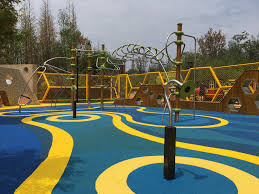 Miroad Rubber Epdm Wetpour In A Vibrant Playground Design Playground Design Playground Surface Playground Flooring