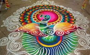 Peacock Rangoli Indian Floor Art Rangoli Designs For Competition Indian Rangoli Designs Colorful Rangoli Designs