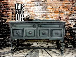 Antique Buffet Painted By Jen S Furniture Rehab With Chalk Paint By Annie Sloan In A Custom Mix Of Aubusson Teal Furniture Painted Furniture Blue Chalk Paint
