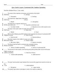 Layers Of The Earth Continental Drift And Seafloor Spreading Quiz Seafloor Spreading Earth Lessons Earth Science Activities