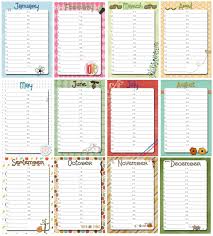 Cute Birthday Calendar Template For Office Perpetual Birthday Calendar Family Birthday Calendar Calendar Printables