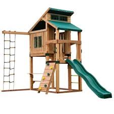 Swing N Slide Playsets Hideaway Clubhouse Playset Pb 8129 The Home Depot Backyard Playset Swing And Slide Playset Outdoor