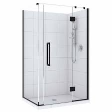 Aspen Hinged Door 2s 900 X 900mm Black Shower Enclosure Shower Tiles