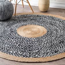 Nuloom Lesha Natural Fiber Jute Black 8 Ft X 8 Ft Round Rug Tadr06a R808 The Home Depot Natural Fiber Rugs Cool Rugs Jute Area Rugs