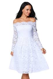White Floral Boat Neck Long Sleeve Lace Cocktail Dress In Cocktail Dress Lace Classy Dress Cocktail Dress Classy