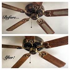 Revamp An Old Ceiling Fan Just Flip The Blades You Can Also Paint The Base And Or Blades For A Whole Ceiling Fan Painting Ceiling Fans Ceiling Fan Makeover