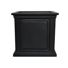 Mpg 14 In Sq Black Composite Straight Side Panel Planter Planters Outdoor Planters Square Planters