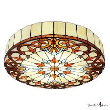 Victorian Style Tiffany Stained Glass Flush Mount Ceiling Light In Drum Shape 11 81 Stained Glass Chandelier Stained Glass Flush Mount Flush Mount Ceiling Lights