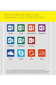 Microsoft Office 365 Home 1 Year Subscription 5 Users Pc Mac Key Card Microsoft Office Microsoft Office 365