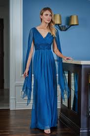Jade Spring 2020 J225003 Jade Tiffany Chiffon V Neck Dress With Fly Away Sleeves In 2020 A Line Gown Gowns Dresses