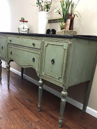 Antique Federal Style Sideboard Buffet Table It Has Two Cupboards One On Either Side Of The Tab Green Painted Furniture Buffet Table Decor Painted Furniture