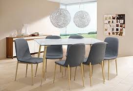 Ebs Dining Set Of 7 Fabric Modern Dining Set With Glass Table Wooden Metal Legs Dining Sets Modern Dining Table Setting Corner Dining Set