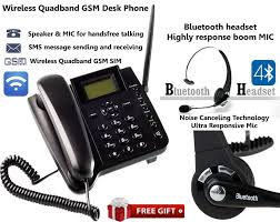 Wireless Gsm Office Desk Phone Quadband Sim Sms Bluetooth Headset Noise Cancel Phone Bluetooth Headset Noise Cancelling