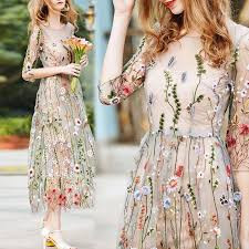 Hot Womens Floral Embroidery Casual Dresses Long Summer Beach Dress Size S Xl In 2020 Half Sleeve Dresses Long Beach Dress Casual Dresses