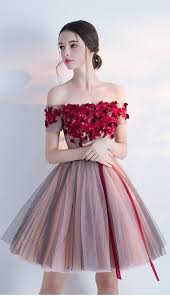 Off The Shoulder Cocktail Dress Homecoming Dress With Red Appliques Mini Dress With Belt N121 Prom Dresses Short Prom Party Dresses Short Dresses
