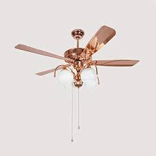 Rainierlight Modern Rose Gold Ceiling Fan For Indoor Milk White Glass Cover Iron Blades Led Light Home Decorative 48 Gold Ceiling Fan Gold Ceiling Ceiling Fan