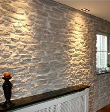 Stone Wall With Accent Lights In Ceiling Decorative Stone Wall Stone Decor Stone Veneer Wall
