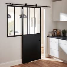 Systeme Coulissant En Applique En Acier Noir Brico Depot Porte Verriere Amenagement Maison Maison