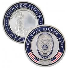 Thin Silver Line Corrections Officer Challange Coin Correctional Officer Silver Line Challenge Coins