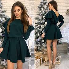 Women Casual Ruffles A Line Party Dress Ladies Butterfly Sleeve O Neck Dress Women Back V Neck Women Dress Party Dresses For Women Womens Dresses Fancy Dresses