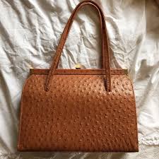 Vintage Ostrich Leather Handbag Ostrich Leather Leather Handbags Vintage Bags