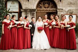 Bold Vintage Glam Burgundy And Gold Wedding Bridesmaid Dress Color Schemes Find Bridesmaid Dresses All White Wedding
