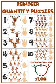 Reindeer Quantity Puzzles 1 10 Show Me Fingers Version Teaching Counting Reindeer Autism Activities